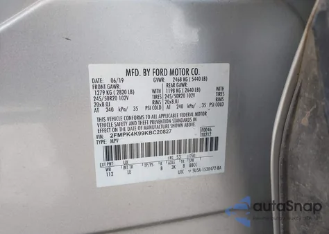 2019 Ford Edge Titanium z USA, uszkodzony, nr VIN 2FMPK4K99KBC20827